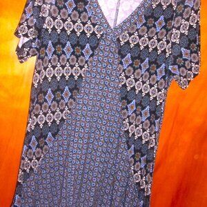 CHELSEA STUDIO BLUE & BLACK SHORT SLEEVE  BLOUSE